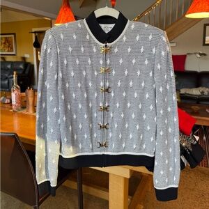 St. John Bomber style Knit Jacket with Gold Accents